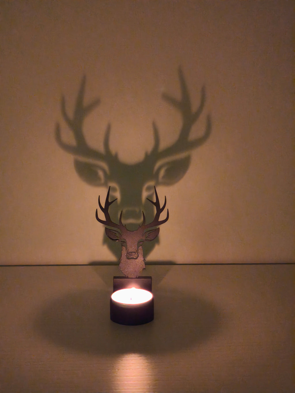 Asil Geyik Başı Tasarımlı Gölgeli Mumluk | İskandinav & Rustik Dekor