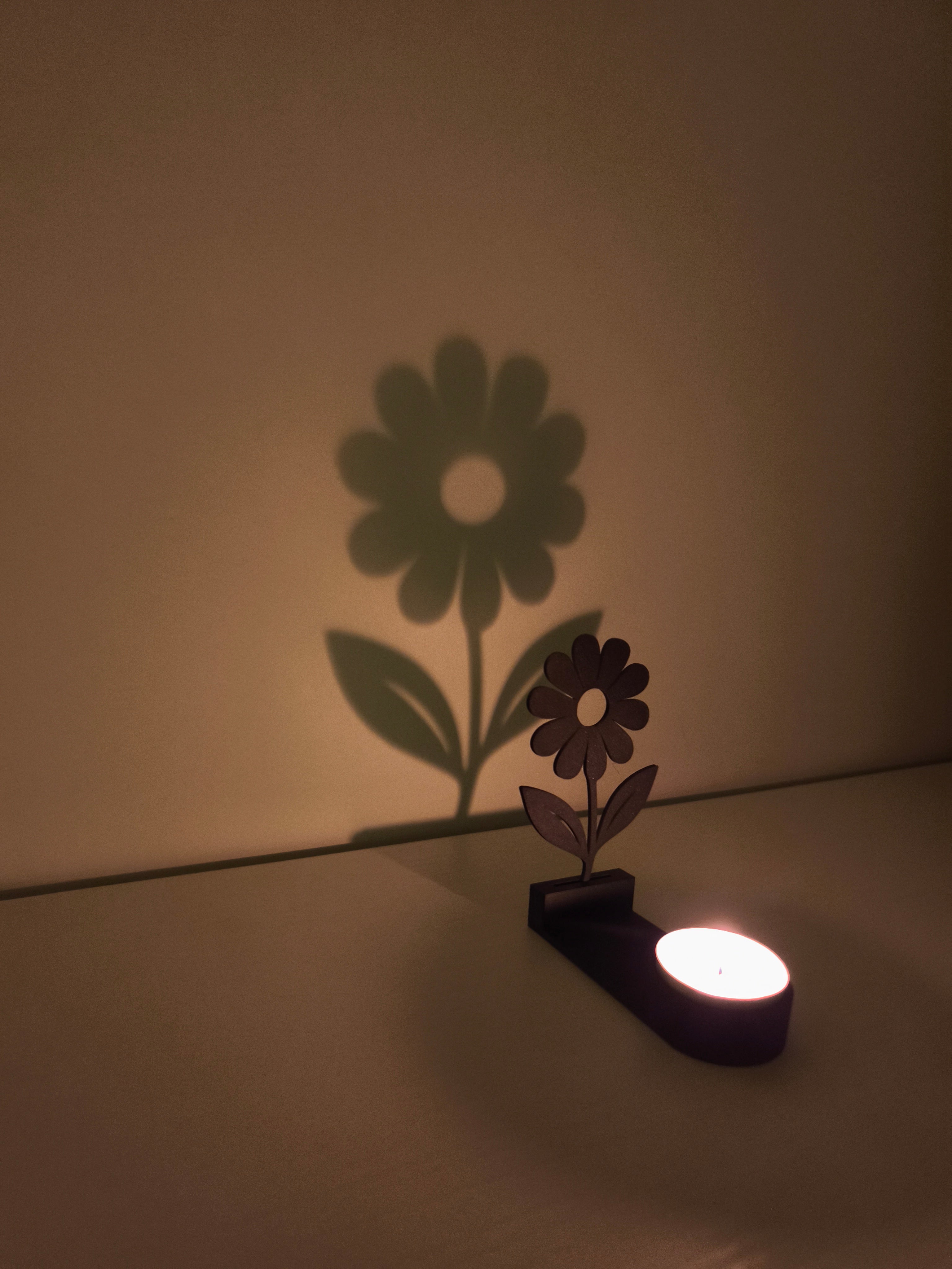 Zarif Papatya Tasarımlı Gölgeli Mumluk | Romantik 3D Gece Lambası