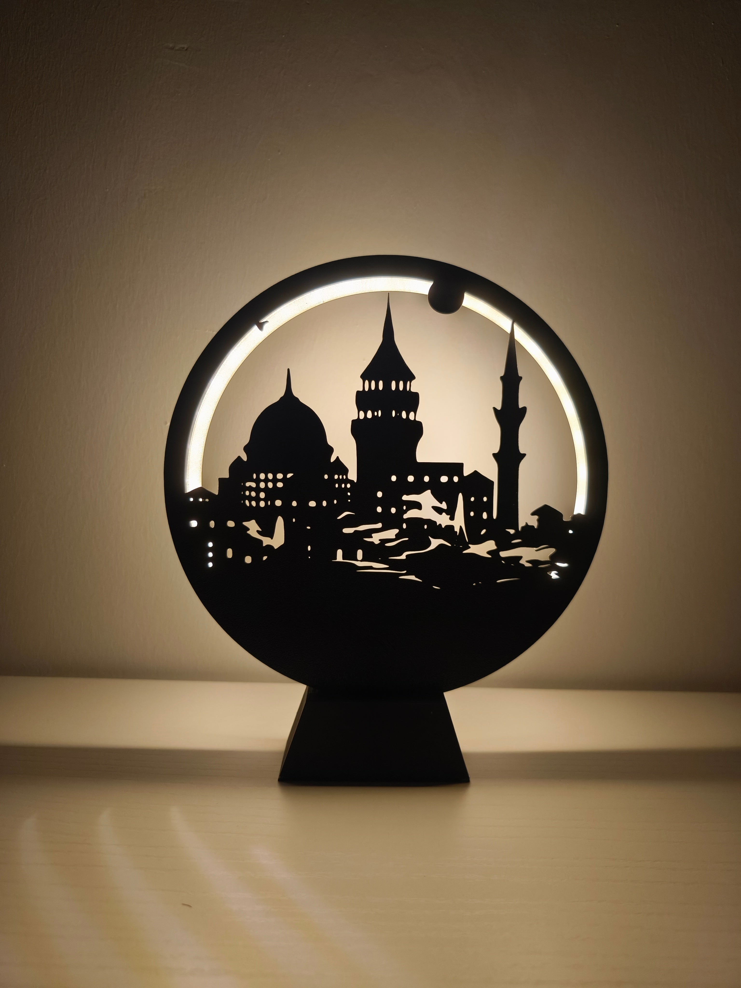 Özel Tasarım İstanbul Şehir Silüeti LED Aydınlatma